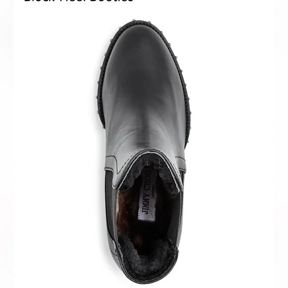 Jimmy Choo Women's Merril 65 Leather & Shearling Block-Heel Booties Size 39 1/2 - Picture 3 of 12